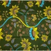 Afrikaanse print stof - Donkergroen en geel Botanical Flow - 100% katoen