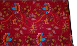 Afrikaanse print stof - Donkerrood en geel Botanical Flow - 100% katoen