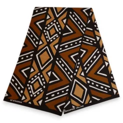 Afrikaanse print stof - Donkerbruin en zwart Bogolan - 100% katoen