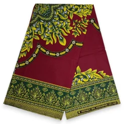 Afrikaanse print stof - Donkerrode / Kastanje Java Design Dashiki stof- 100% katoen
