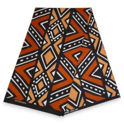 Afrikaanse print stof - Karamel Bruin en beige Bogolan - 100% katoen