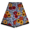 Afrikaanse print stof - Lichtgrijze Flowers - 100% katoen