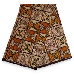 Afrikaanse print stof - Oranje en olijfgroen African Prism - 100% katoen