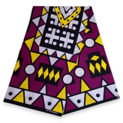 Afrikaanse print stof - Paars Gele Samakaka / Samacaca (Angola) - 100% katoen