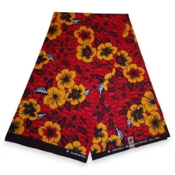 Afrikaanse print stof - Rode Flowers - 100% katoen
