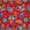Afrikaanse print stof - Rood Blauw Paisley - 100% katoen