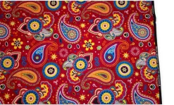 Afrikaanse print stof - Rood Blauw Paisley - 100% katoen