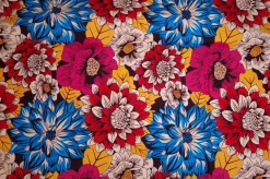 Afrikaanse print stof - Rood en blauw Flowers - 100% katoen