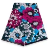 Afrikaanse print stof - Roze en teal Flowers - 100% katoen