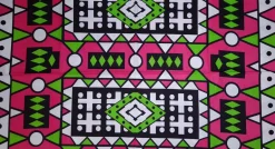 Afrikaanse print stof - Roze Groen Samakaka / Samacaca (Angola) - 100% katoen