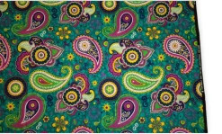 Afrikaanse print stof - Turquoise Paars Paisley - 100% katoen