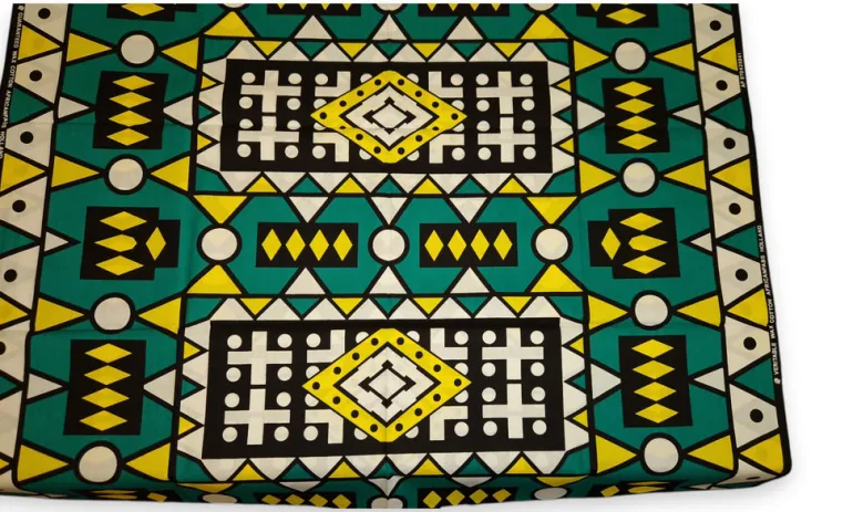 Afrikaanse print stof - Turquoise Gele Samakaka / Samacaca (Angola) - 100% katoen