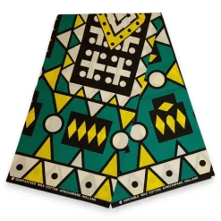 Afrikaanse print stof - Turquoise Gele Samakaka / Samacaca (Angola) - 100% katoen