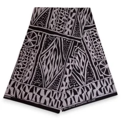 Afrikaanse print stof - Zwart en wit Ndop Cameroon - 100% katoen