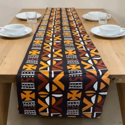 Afrikaanse print tafelloper - Tafelkleed - Bruin Cross Bogolan