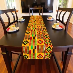 Afrikaanse print tafelloper - Tafelkleed - Oranje Kente