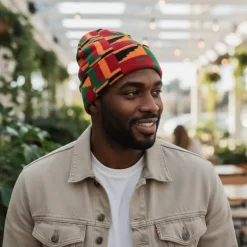 Afrikaanse Print Wintermuts / Beanie - Groen Kente