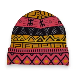 Afrikaanse Print Wintermuts / Beanie - Roze Tribal Symbols