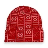 Afrikaanse Print Wintermuts / Beanie - Rood Wit Bogolan