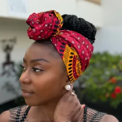 Afrikaanse Rode Dotted Patterns hoofddoek - headwrap