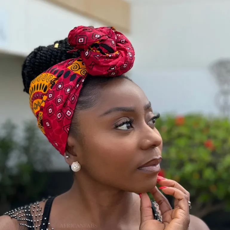 Afrikaanse Rode Dotted Patterns hoofddoek - headwrap