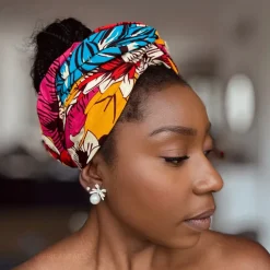 Afrikaanse Rood & Blauw Flowers hoofddoek - headwrap