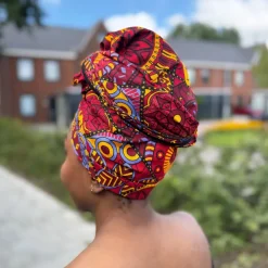 Afrikaanse Rood & Geel Mandala Patchwork hoofddoek - headwrap