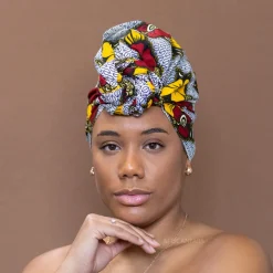 Afrikaanse Rood / gele bloemen hoofddoek - headwrap