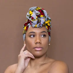 Afrikaanse Rood / gele bloemen hoofddoek - headwrap