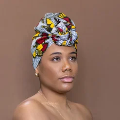 Afrikaanse Rood / gele bloemen hoofddoek - headwrap