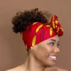 Afrikaanse Rood / gele sunburst hoofddoek - headwrap