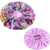 Afrikaanse Roze / Paarse Kente Print Satijnen Slaapmuts / Hair Bonnet