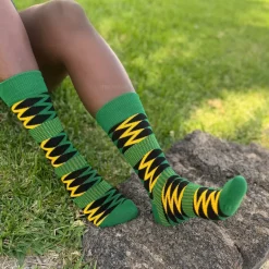 Afrikaanse sokken / Afro sokken / Mud print - Set van 3 paar - Groene Kente KOFI