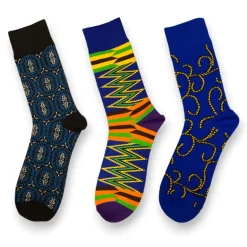 Afrikaanse sokken / Afro sokken / Mud print - Set van 3 paar - Blauw EHAIRRỌVBUGIE