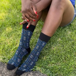 Afrikaanse sokken / Afro sokken / Mud print - Set van 3 paar - Blauw EHAIRRỌVBUGIE