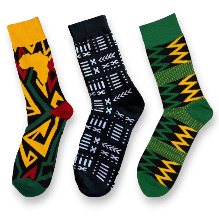 Afrikaanse sokken / Afro sokken / kente / Mud print - Set van 3 paar ENE
