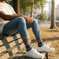 Afrikaanse sokken / Afro sokken / Kente sokken - Blauw Oranje Tribal print