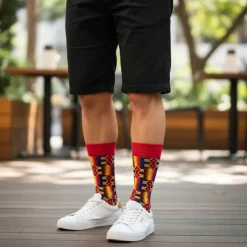 Afrikaanse sokken / Afro sokken / Kente sokken - Blauw / Roze