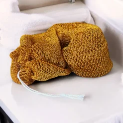 Afrikaanse spons / net sponge - traditionele SAPO spons / scrub spons - Mosterd