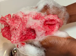 Afrikaanse spons / net sponge - traditionele SAPO spons / scrub spons - Mosterd