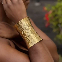 Afrikaanse stijl Bangle armband sieraad - Bloemen - Goud