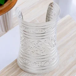 Afrikaanse stijl Bangle armband sieraad - Bloemen - Zilver