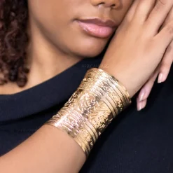 Afrikaanse stijl Bangle armband sieraad - Bloemen - Goud