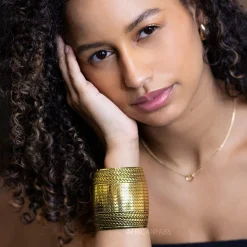 Afrikaanse stijl Bangle armband sieraad - Golft - Goud