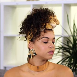 Afrikaanse stijl Choker Set / Gouden Hoge halsketting + Oorbellen