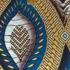Afrikaanse stof - Blauw Goud Ancient Leaf Geometry - Special effect Brillant Platinum Edition