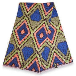 Afrikaanse stof - Blauw Groen Diamond Jewel - Super Wax 100% fijn katoen