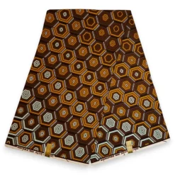 Afrikaanse stof - Bruine Hexagon - 100% katoen