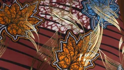 Afrikaanse stof - Bruin Goud Autumn Leaf - Special effect Brillant Platinum Edition