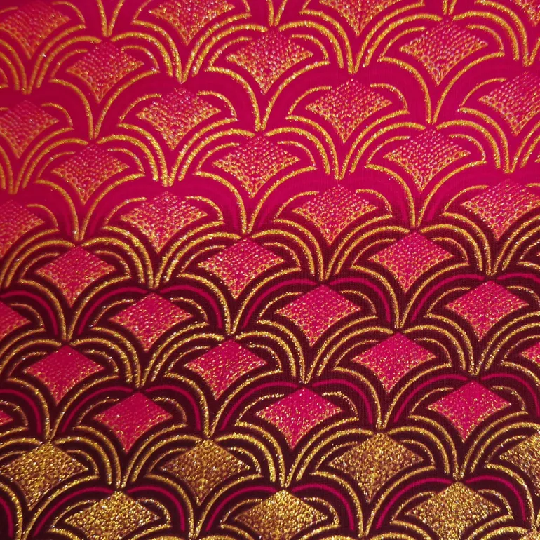 Afrikaanse stof - Exclusief versierd met glittereffecten 100% katoen - GL-4021 Roze Goud